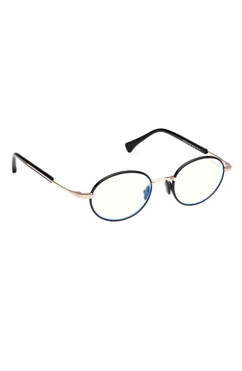 TOM FORD 49mm Round Blue Light Blocking Optical Glasses, Alternate, color, 
