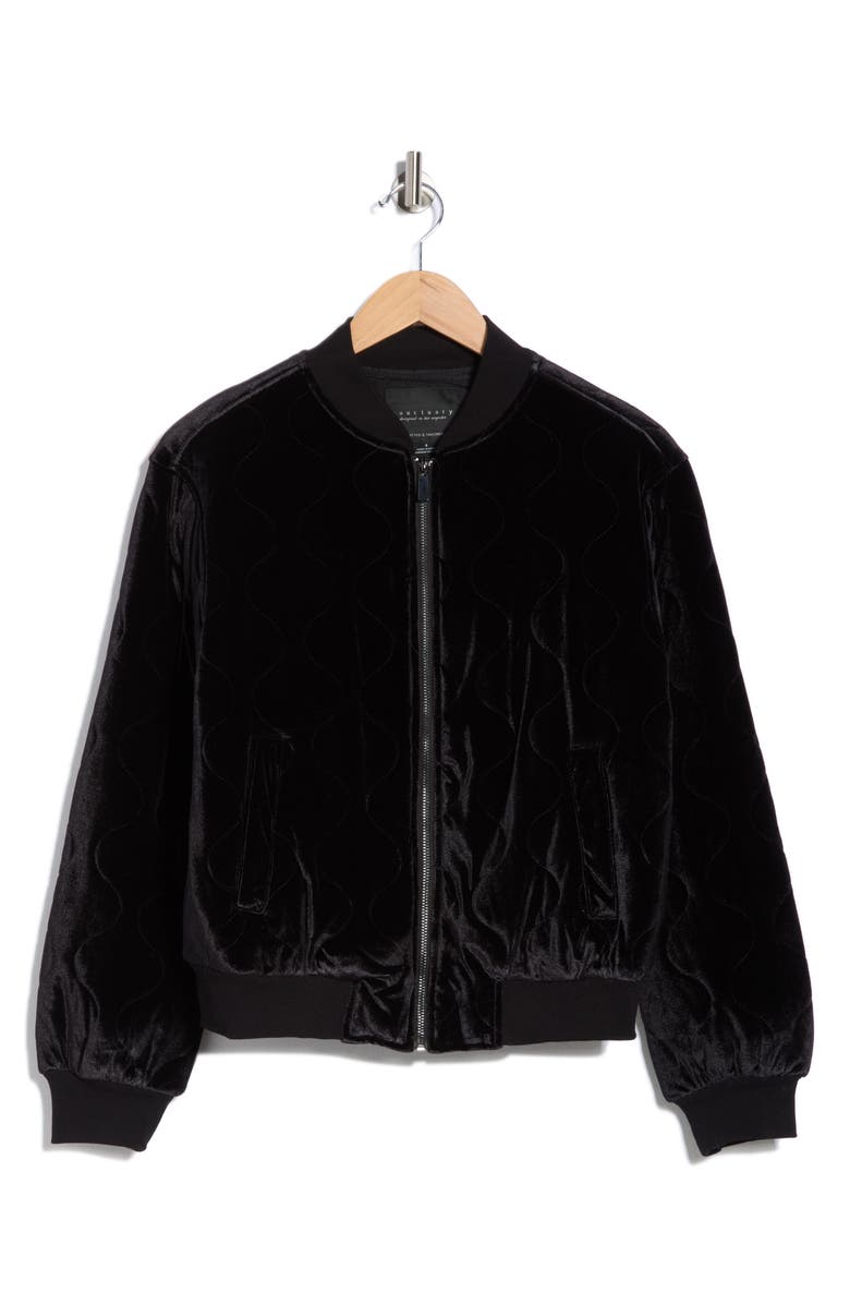 Sanctuary Velvet Bomber Jacket, Alternate, color, Black