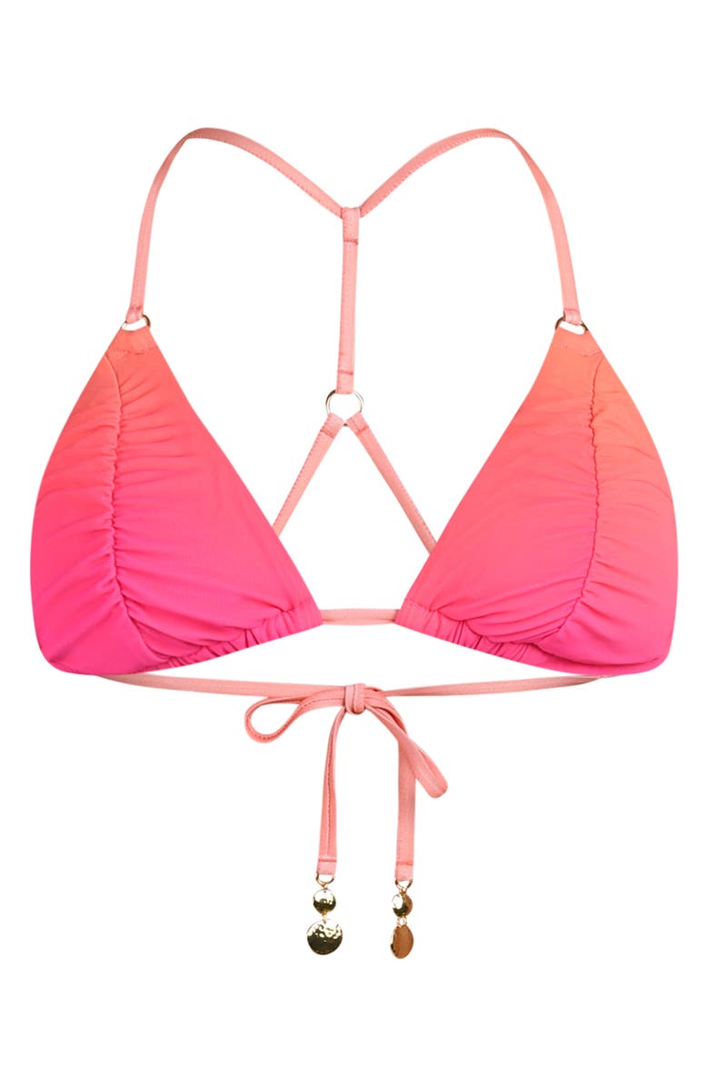 Sunshine 79 Ombré Illusions Ruched Triangle Bikini Top, Alternate, color, Pink
