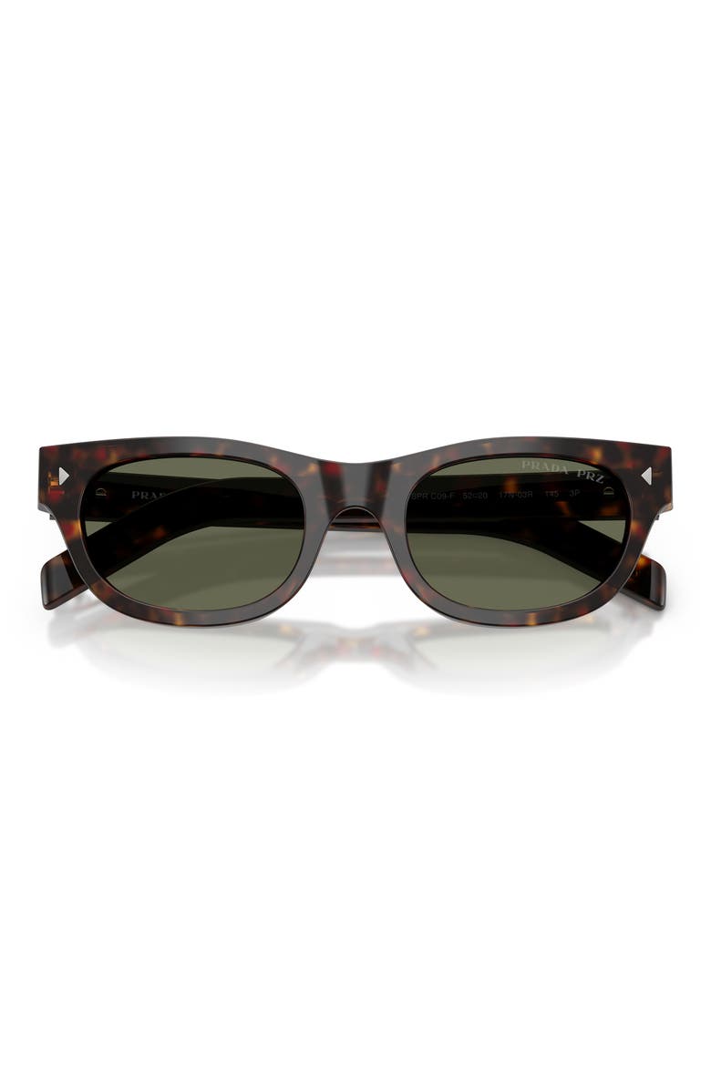 52mm Polarized Cat Eye Sunglasses, Alternate, color, HAVANA / GREEN POLAR