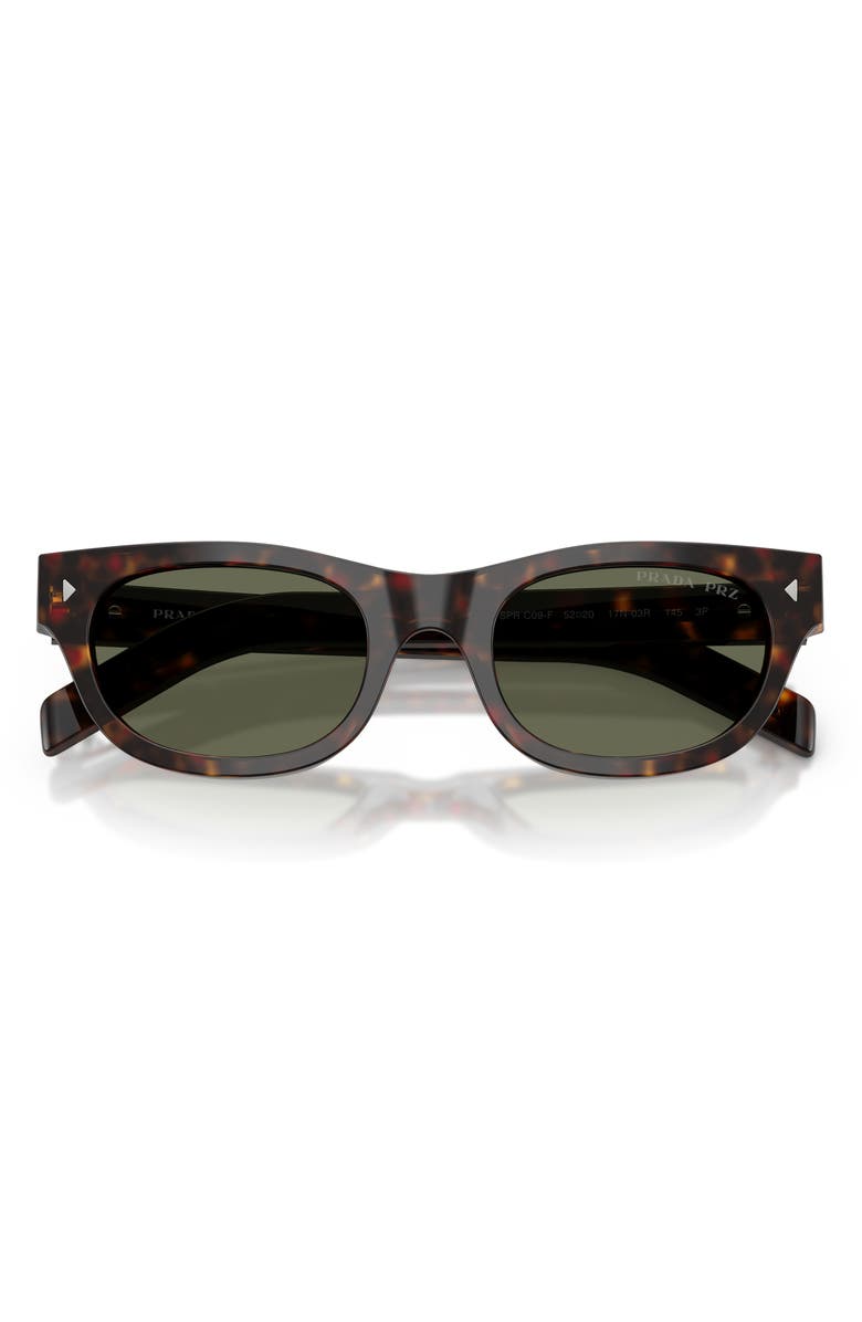 Prada 52mm Polarized Cat Eye Sunglasses, Alternate, color, Havana / Green Polar