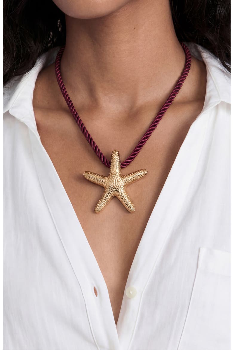 Starfish Pendant Necklace, Alternate, color, BURGUNDY
