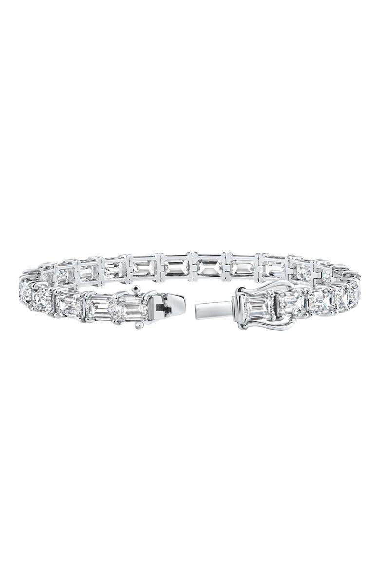 Bliss Diamond 26Ct Emerald Cut Diamond East West Tennis Bracelet 14k Gold Lab Grown 7", Alternate, color, White Gold