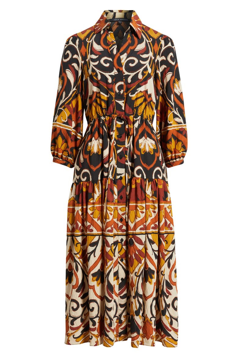 Geo Print Shirtdress, Alternate, color, BROWN/ BLACK MULTI
