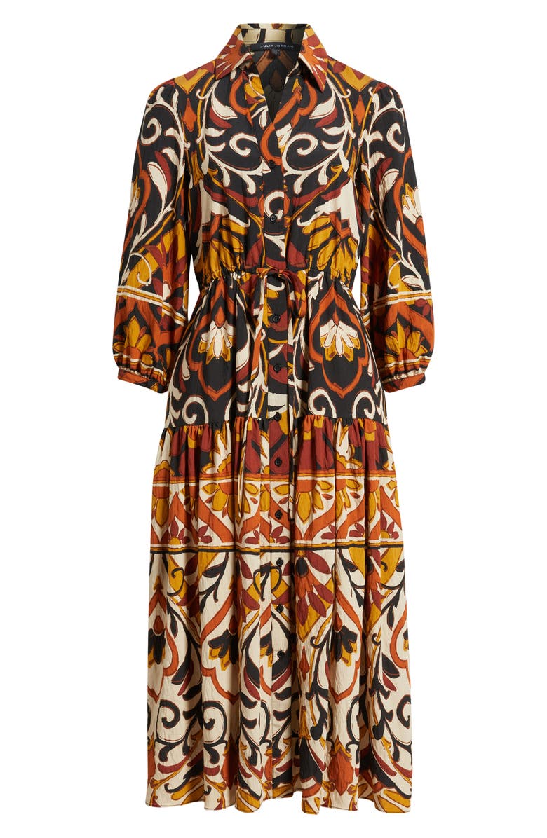 Julia Jordan Geo Print Shirtdress, Alternate, color, Brown/ Black Multi