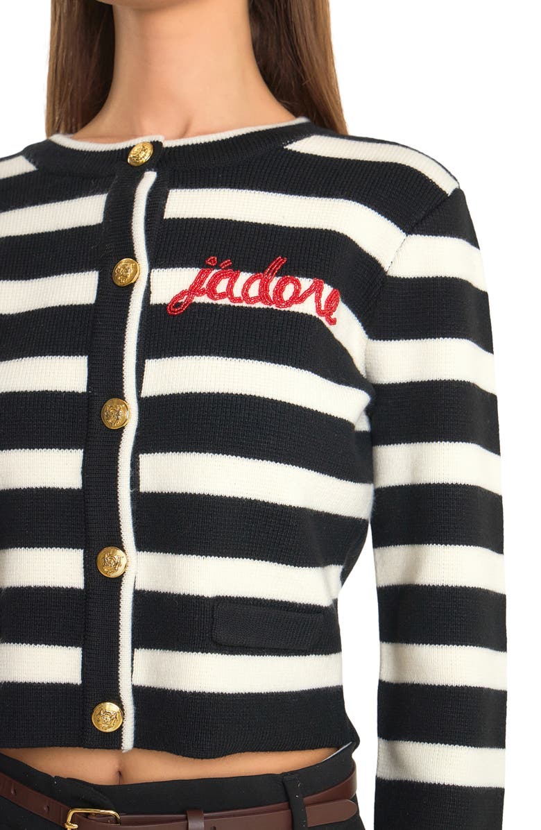 Endless Rose J'Adored Beaded Cardigan, Alternate, color, Black/ White