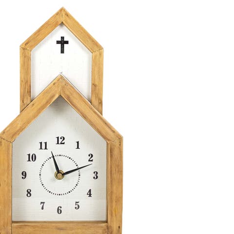Church Tabletop Clock Wood MDF & Glass