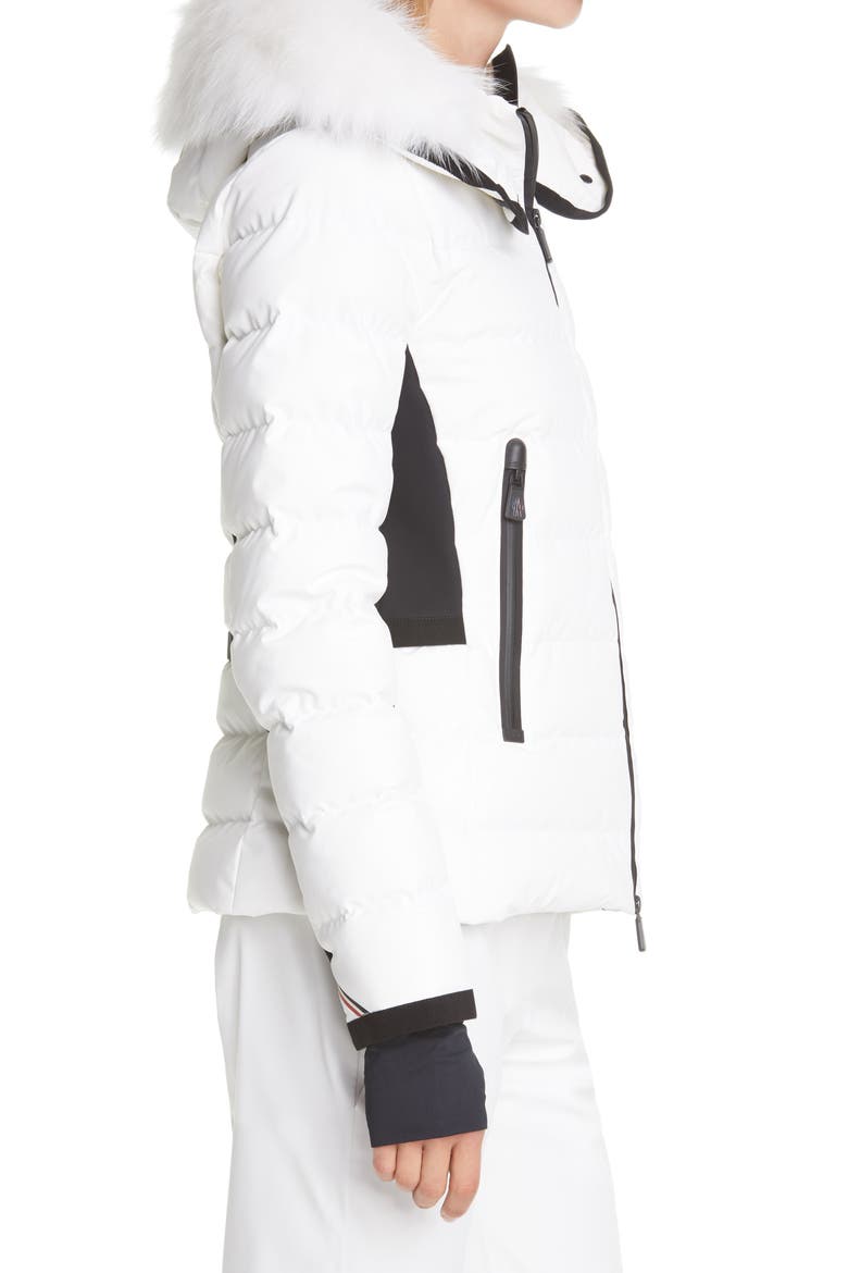 Lamoura Waterproof Quilted Down Puffer Coat with Removable Genuine Fox Fur Trim, Alternate, color, 041 CREAM