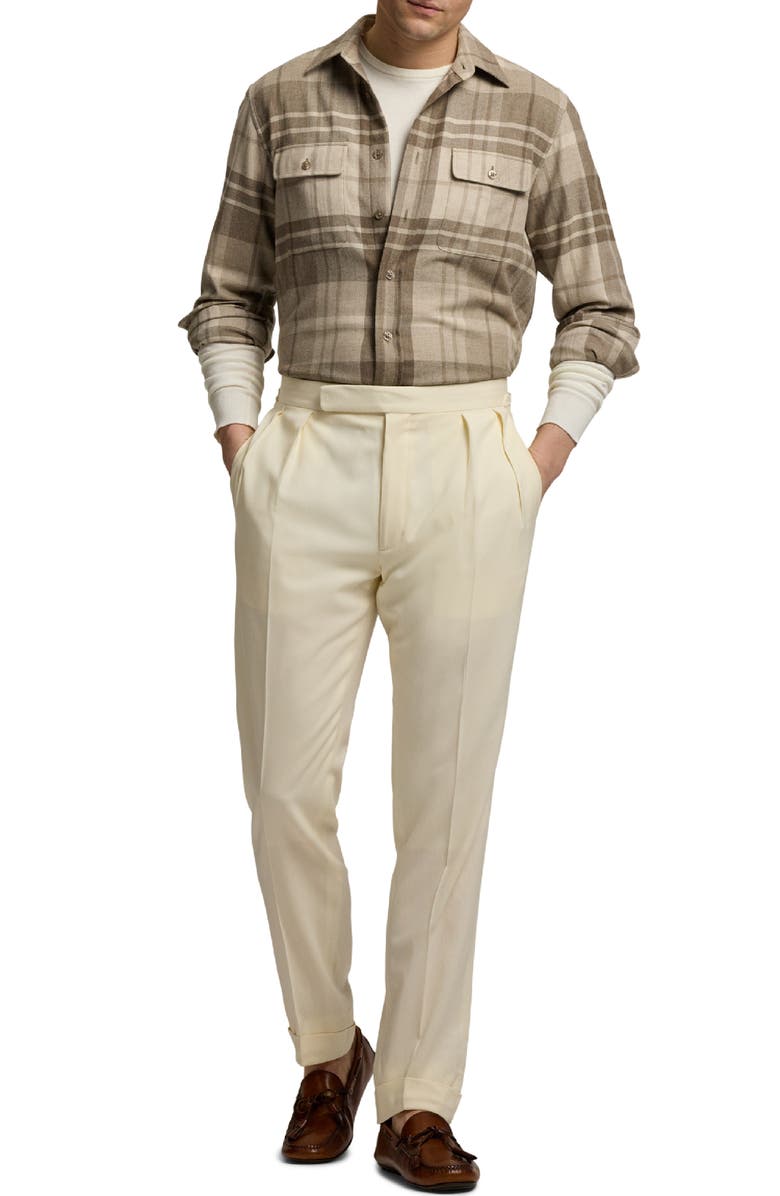 Ralph Lauren Purple Label Plaid Cashmere Button-Up Shirt, Alternate, color,