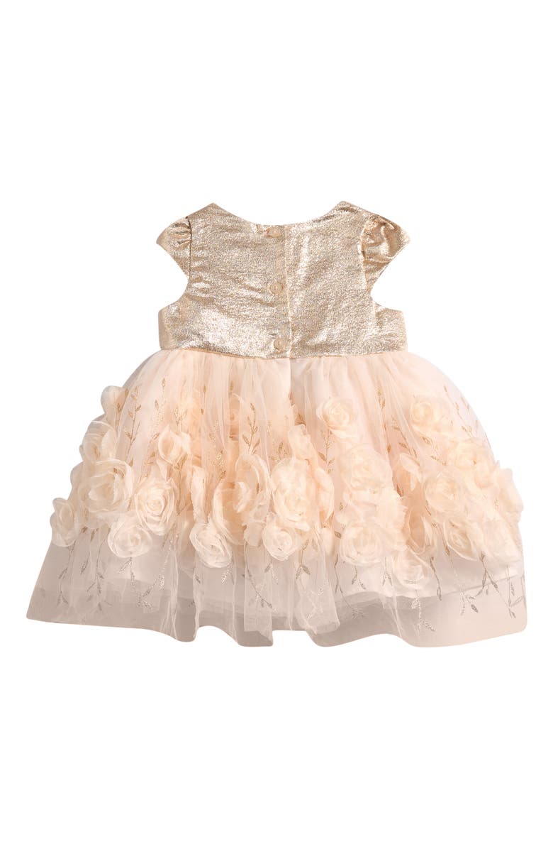 Zunie Metallic Brocade & Tulle Party Dress, Alternate, color, Gold/ Ivory