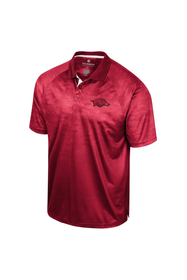 Men's Colosseum Cardinal Arkansas Razorbacks Honeycomb Raglan Polo, Alternate, color, Cardinal