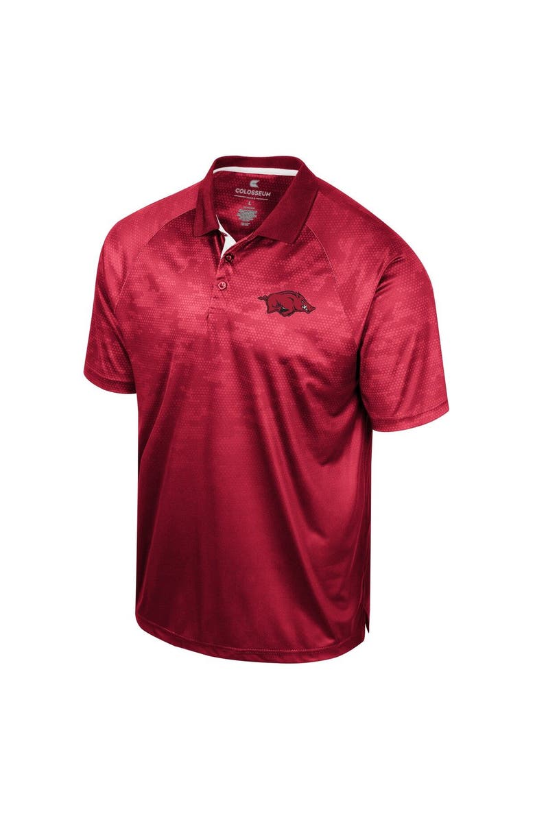 COLOSSEUM Men's Colosseum Cardinal Arkansas Razorbacks Honeycomb Raglan Polo, Alternate, color, Cardinal
