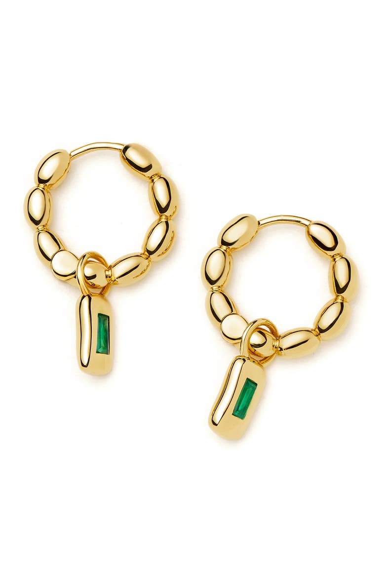 Molten Stone Baguette Hoop Earrings, Main, color, GOLD