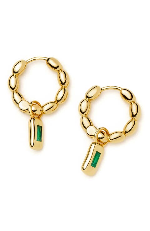 Molten Stone Baguette Hoop Earrings