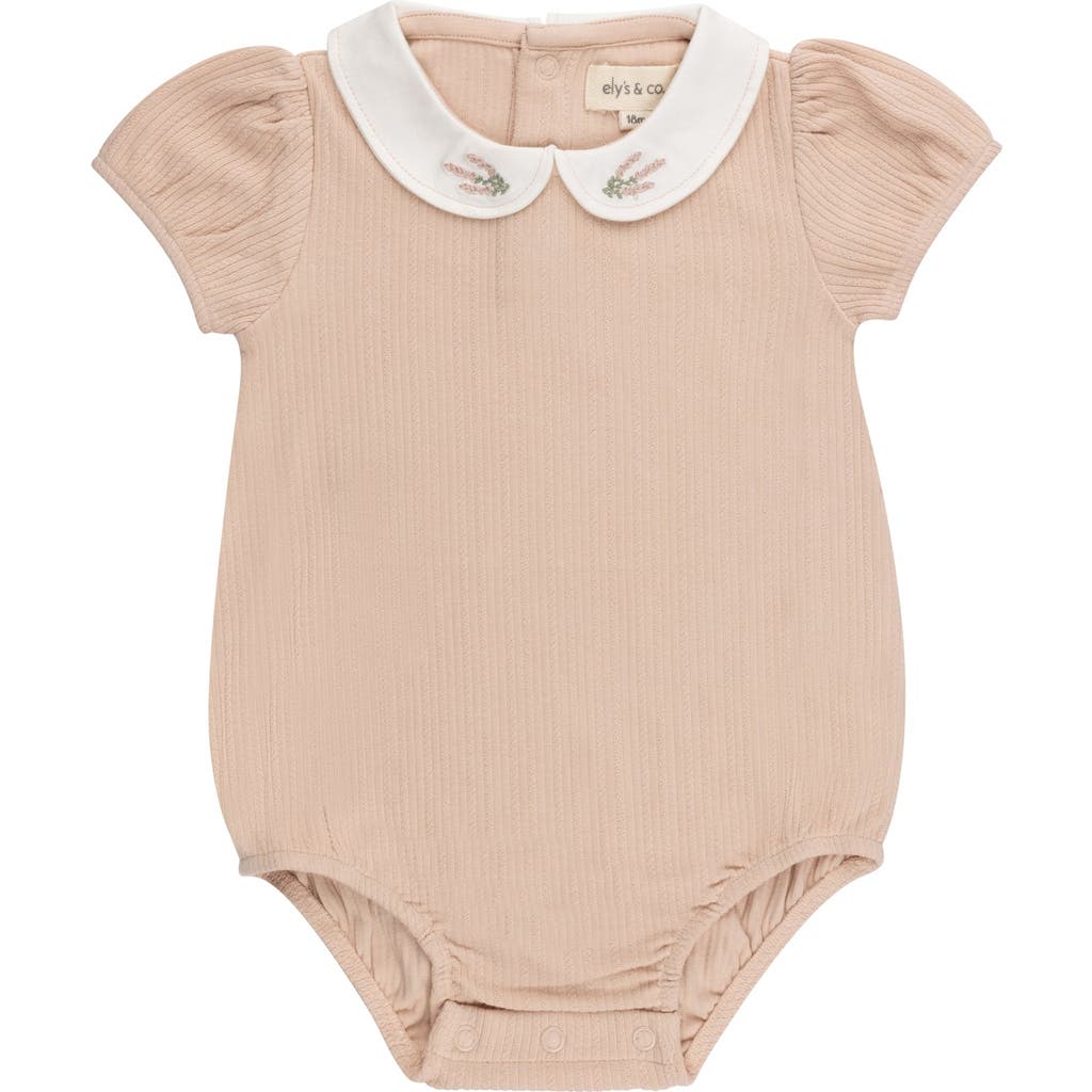 Ely's & Co. Organic Cotton Embroidered Collar Collection In Brown