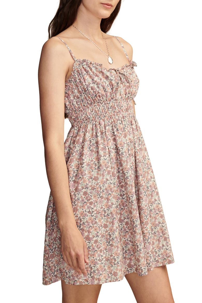 Print Smocked Sleeveless Minidress, Alternate, color, PINK CHAMPAGNE MULTI