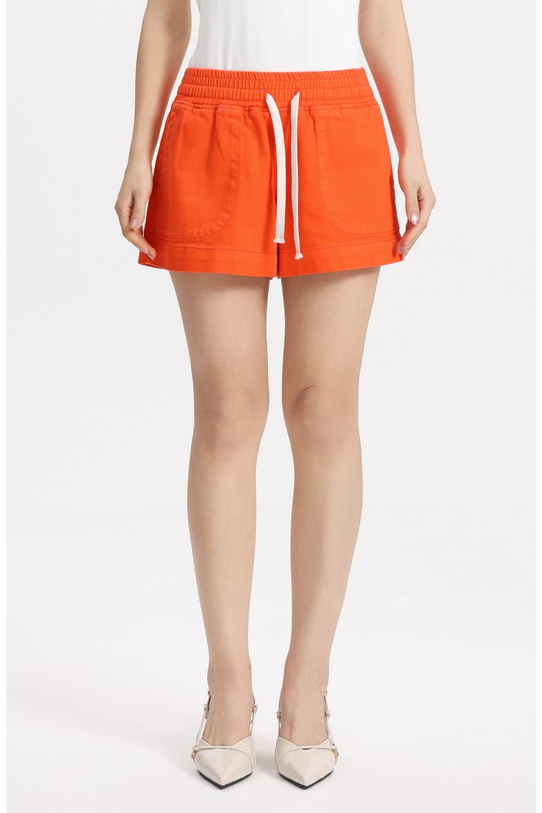 High Waist Drawstring Denim Shorts, Main, color, SERAPH