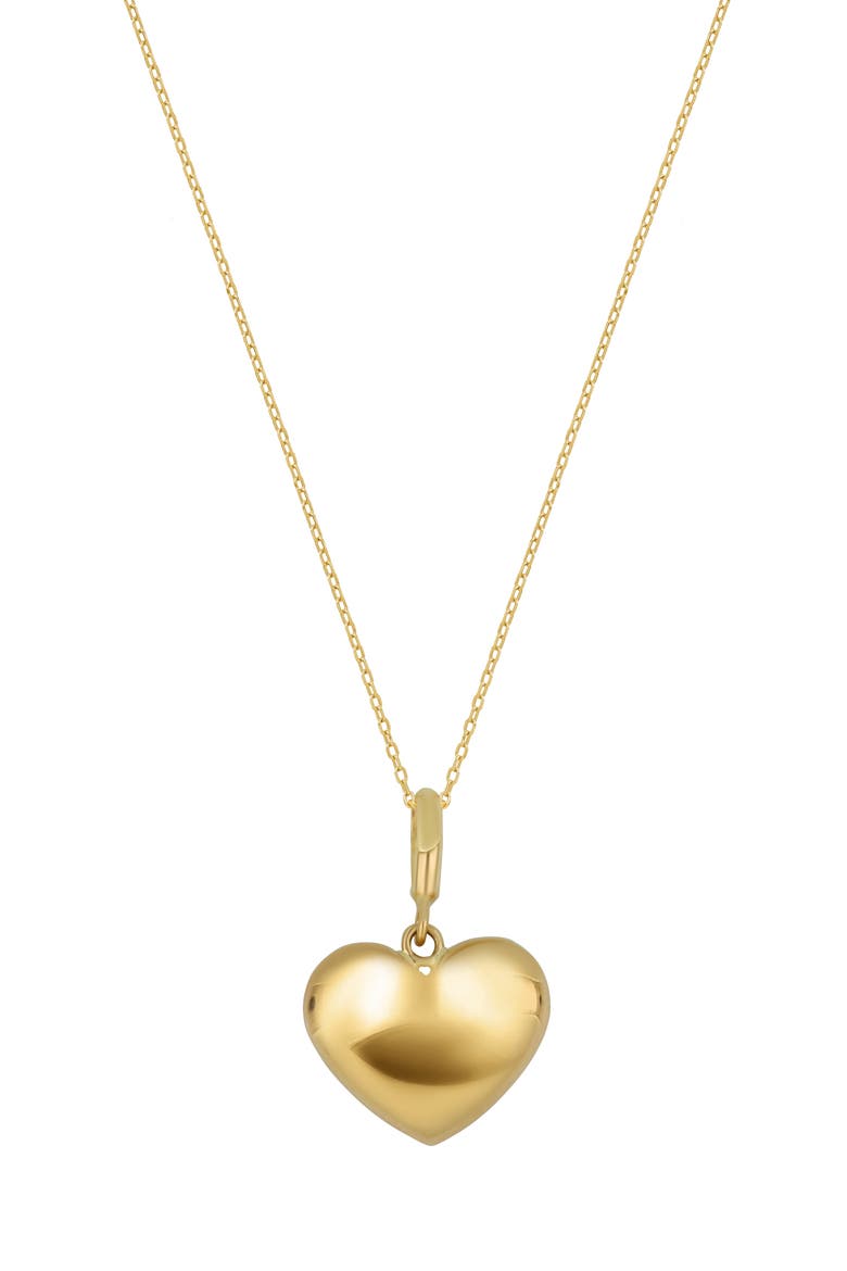 14k Gold Puffy Heart Pendant Necklace, Main, color, 14K YELLOW GOLD
