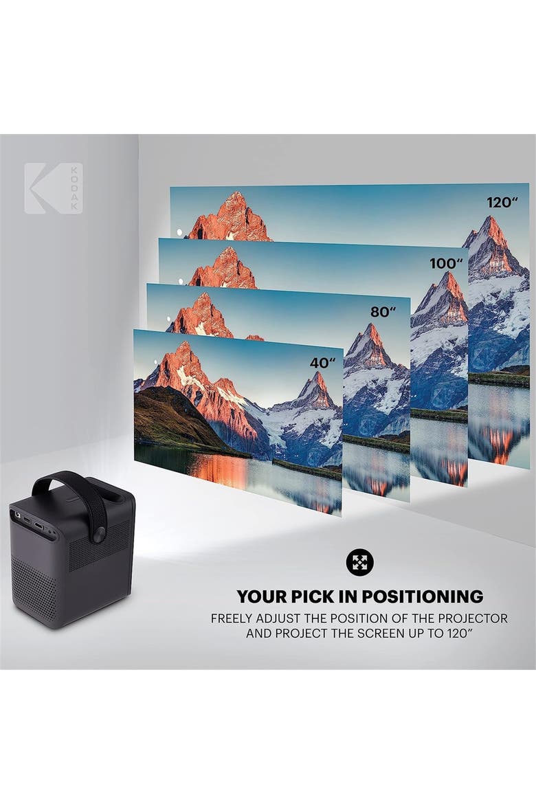 FLIK HD9 Smart Projector, Portable Mini Projector with Android TV & Bluetooth, Alternate, color, Black