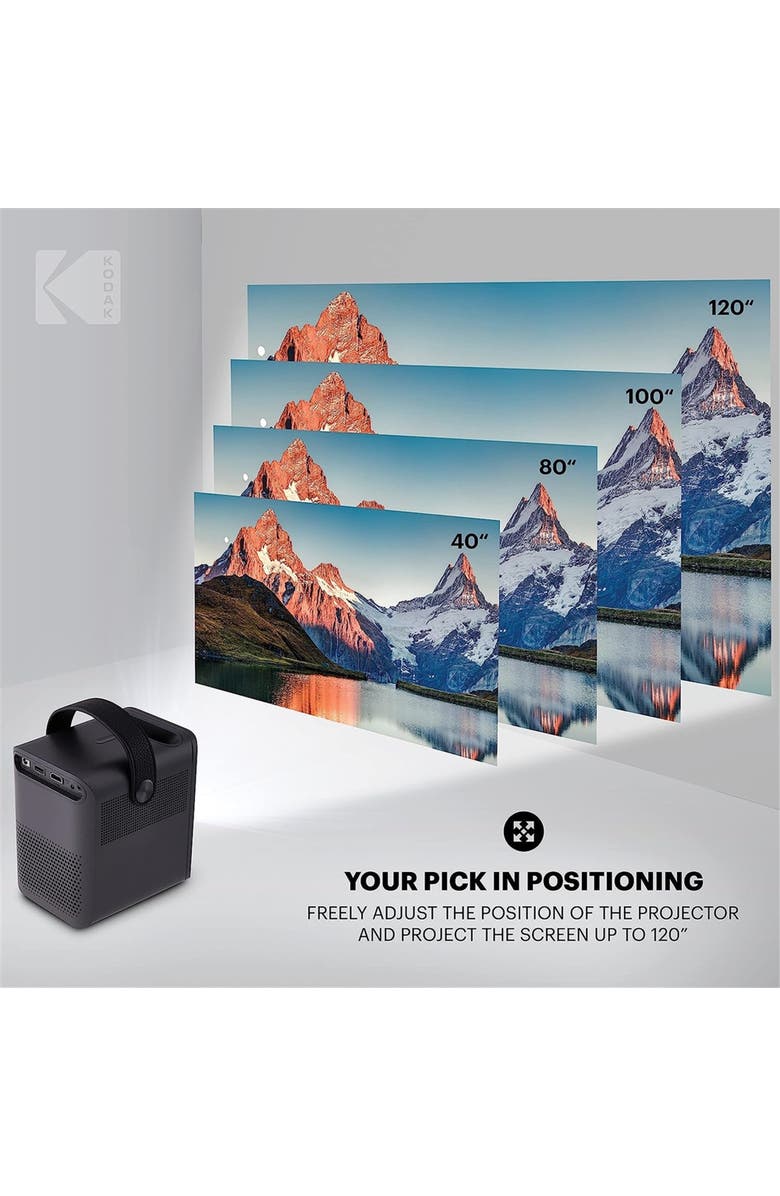 Kodak FLIK HD9 Smart Projector, Portable Mini Projector with Android TV & Bluetooth, Alternate, color, Black