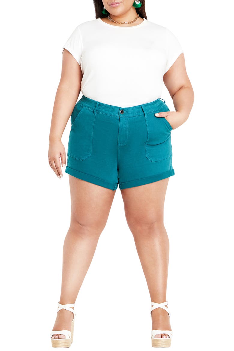 Holiday Cuff Denim Shorts, Alternate, color, HARBOUR BLUE