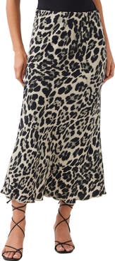 Karen Kane Leopard Print Bias Cut Midi Skirt