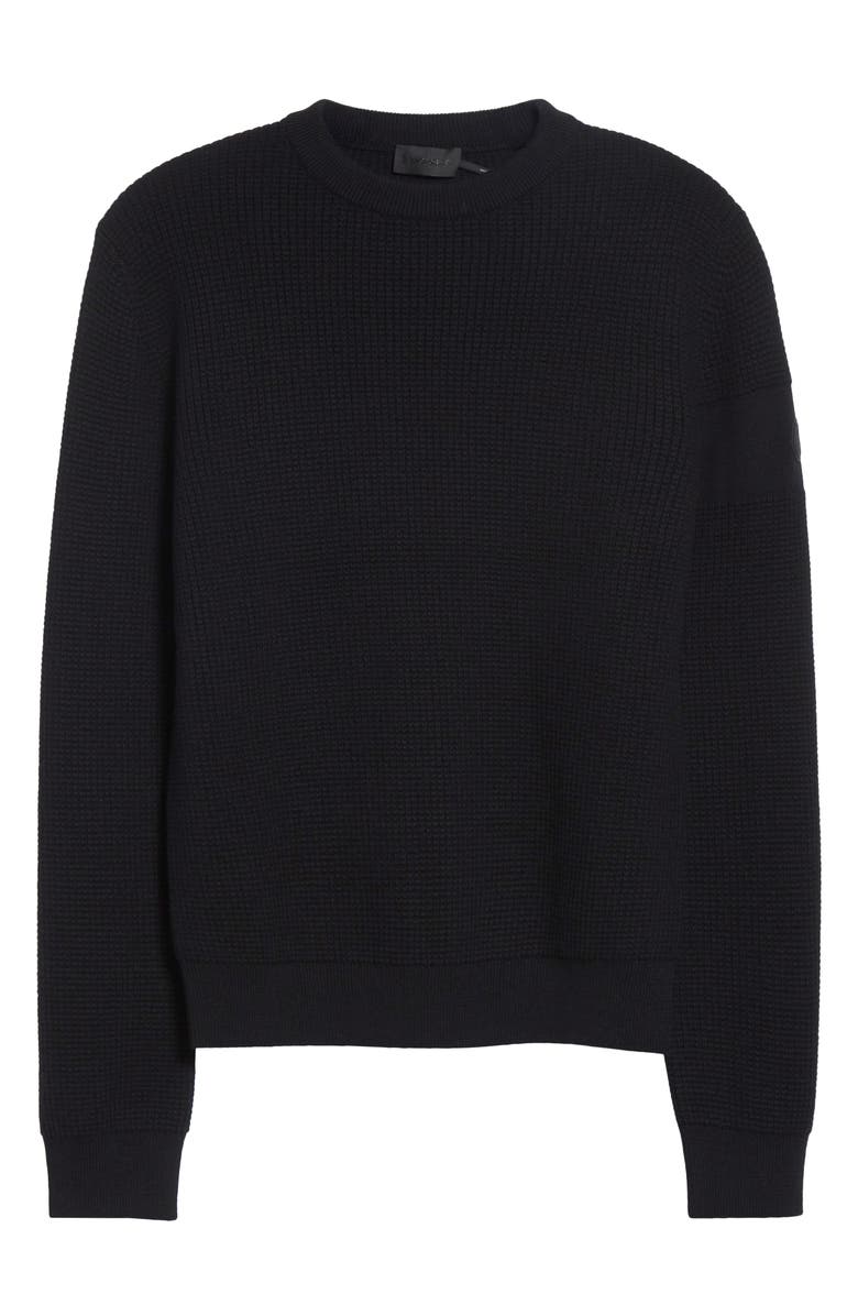 Moncler Waffle Stitch Virgin Wool Sweater, Main, color, Black