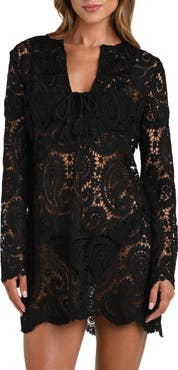 L'AGENCE Ansley Paisley Long Sleeve Cover-Up Dress