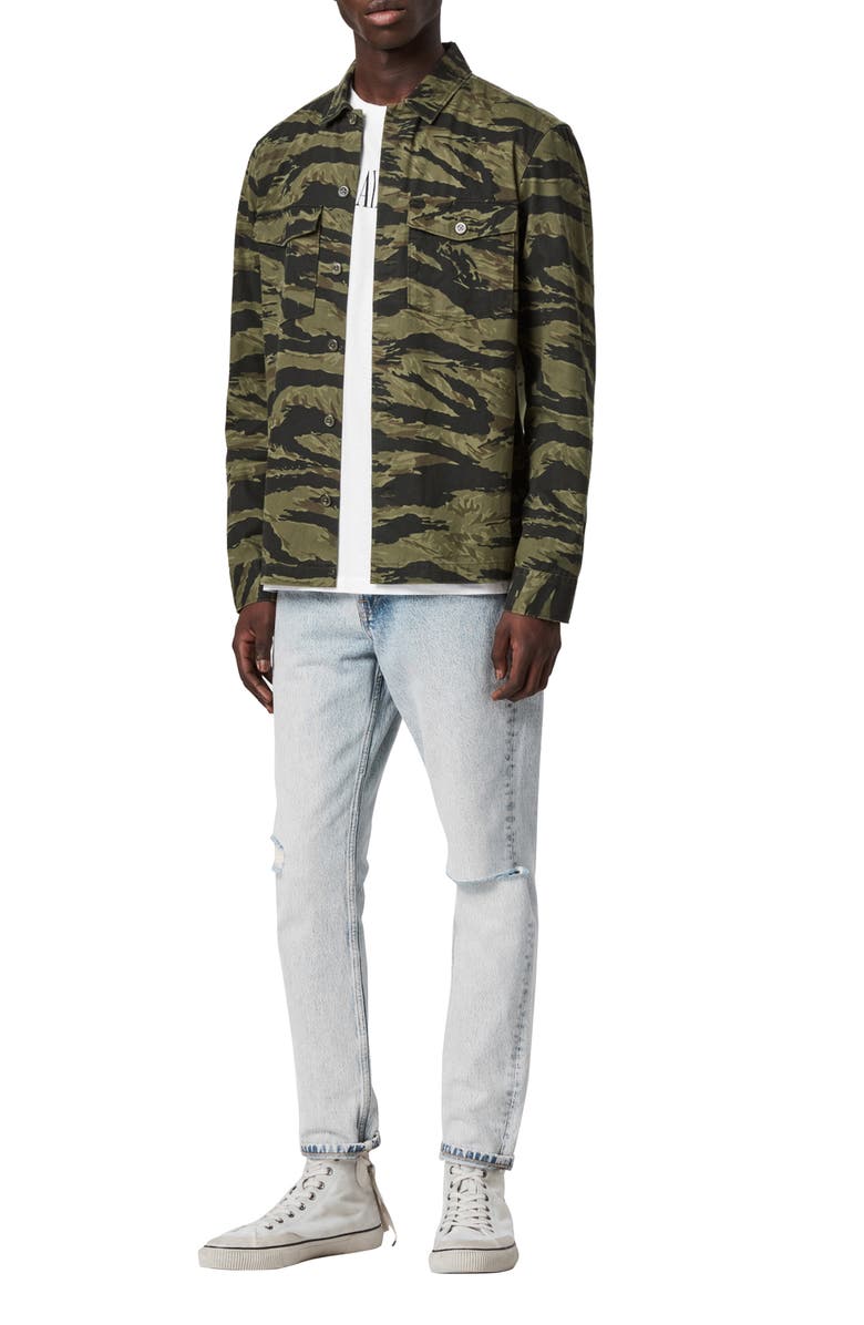 AllSaints Krueger Slim Fit Camo Print Button-Up Shirt, Alternate, color, 