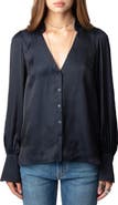 Zadig & Voltaire Tinous V-Neck Satin Shirt
