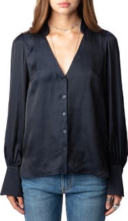 Zadig & Voltaire Tinous V-Neck Satin Shirt