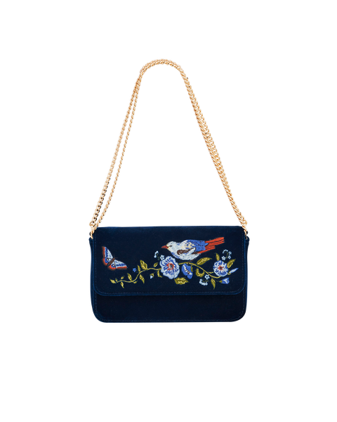 Sophia Nightingale Embroidered Velvet Clutch