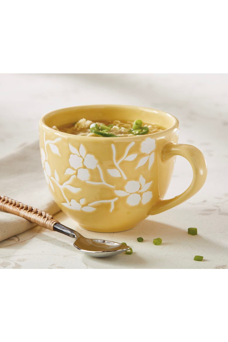 Cozy Cocoon Stoneware Soup Mug Bowl Yellow 28 oz 6.7x5.25x4.18 in, Alternate, color, Yellow