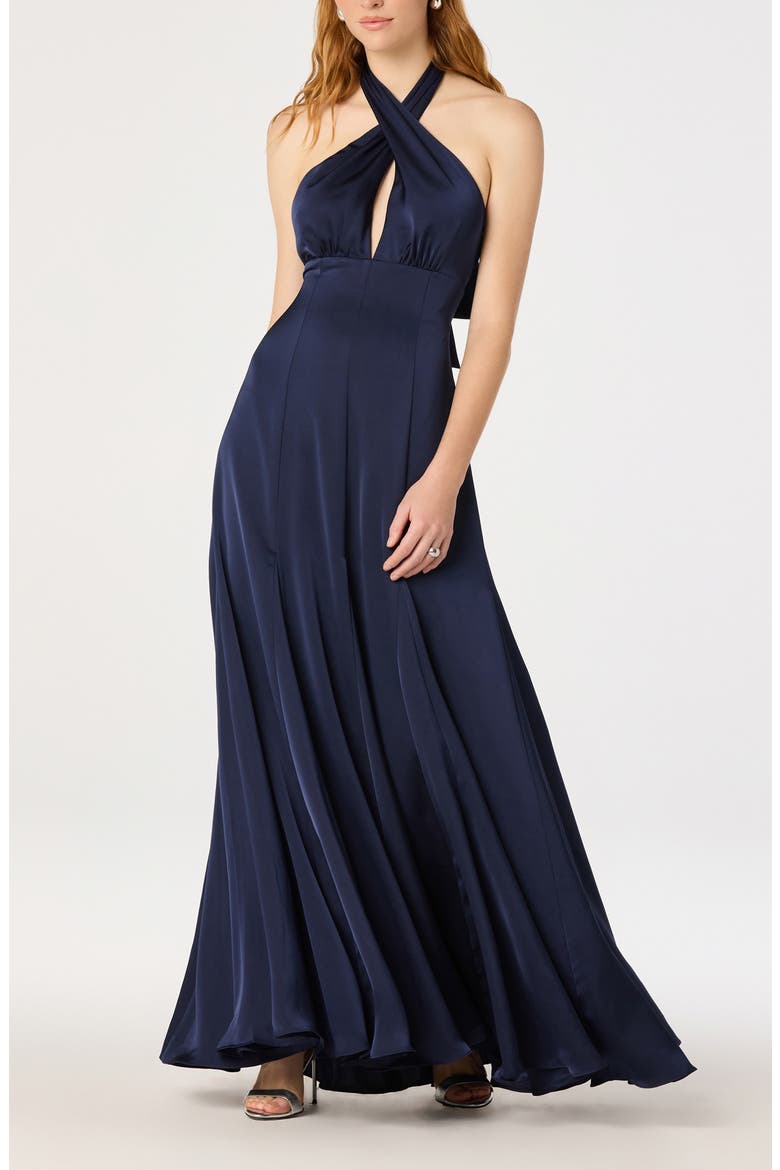 Desire Halter Maxi Gown, Alternate, color, NAVY