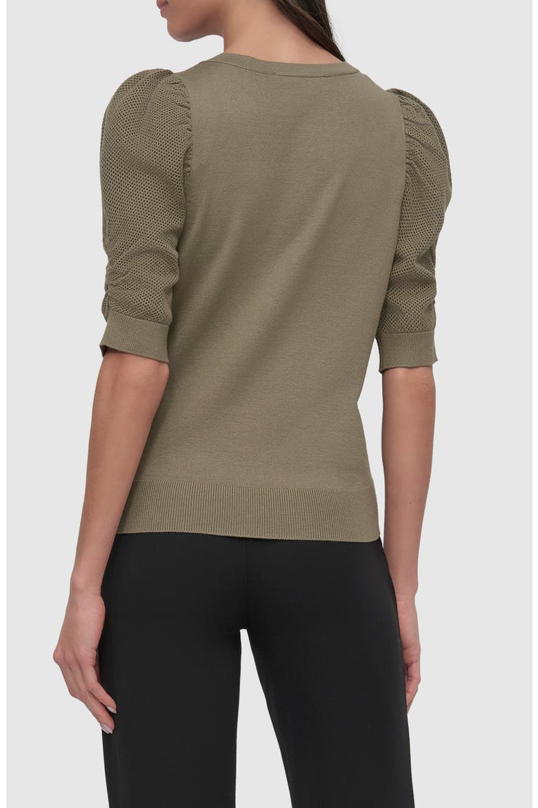 Puff Sleeve V-Neck Sweater, Alternate, color, UTILITY GREEN