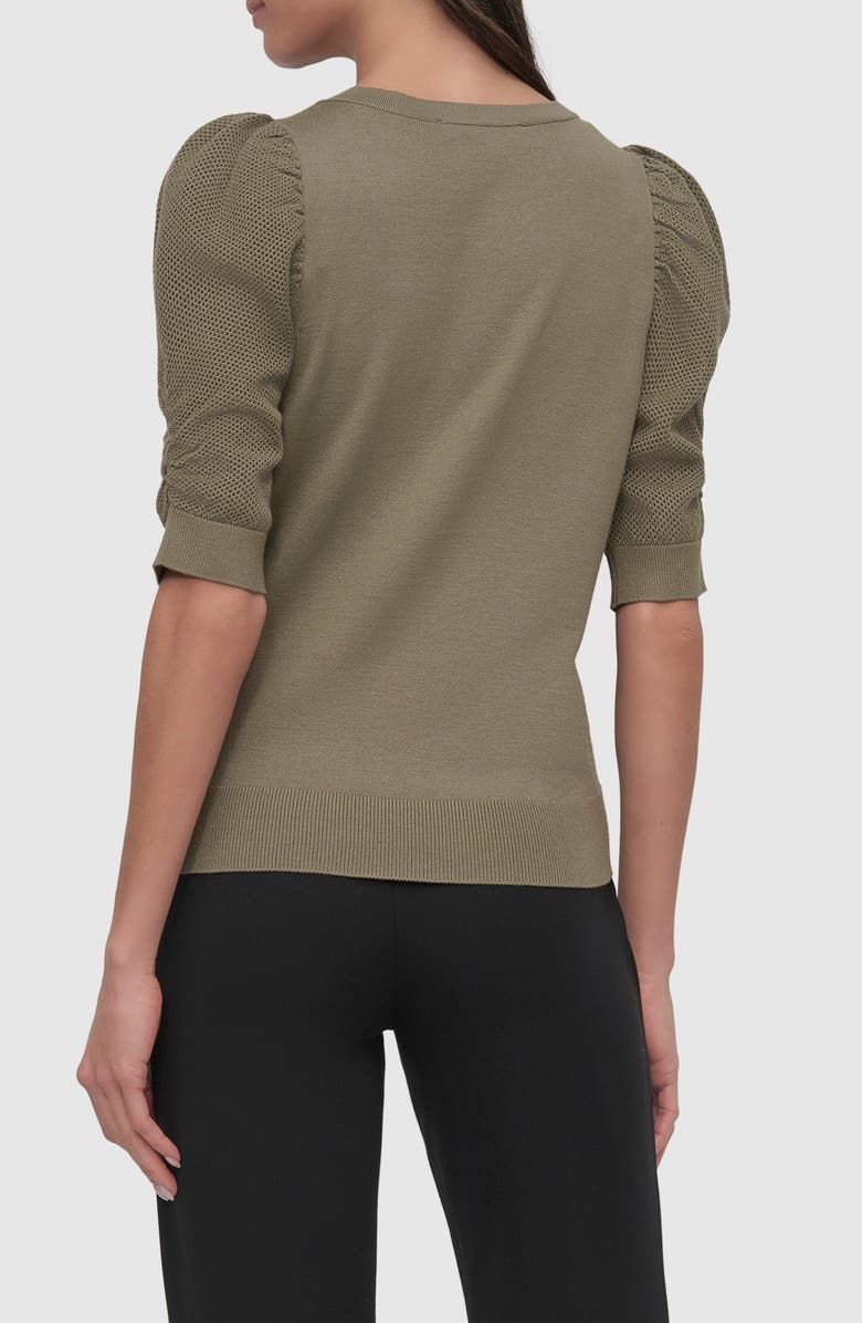 DKNY Puff Sleeve V-Neck Sweater, Alternate, color, Utility Green