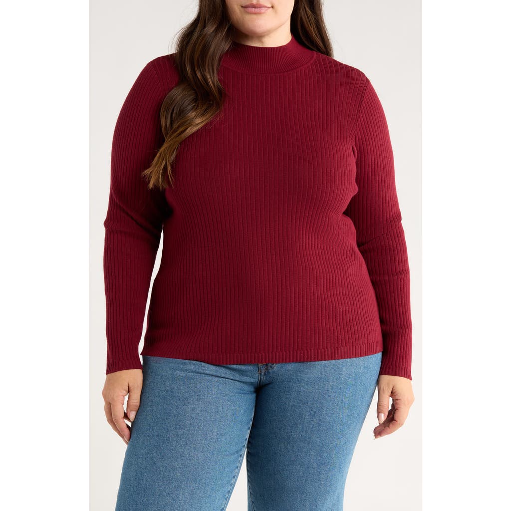 Jones New York Plus Size Sutton Long-sleeve Mock-neck Top In Red