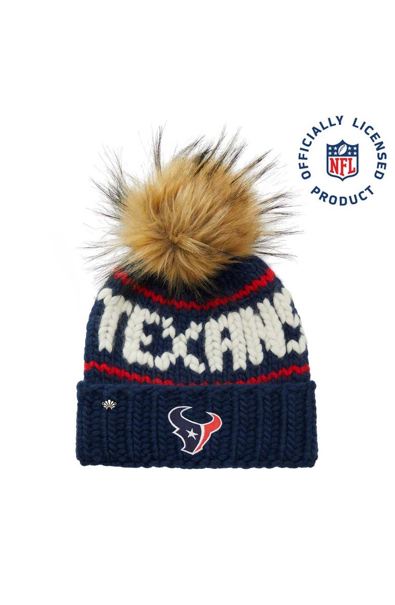 Lele Sadoughi Navy Texans Nfl Beanie With Faux Fur Pom, Main, color, Navy 400