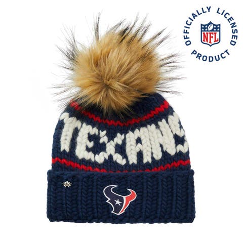 Navy Texans Nfl Beanie With Faux Fur Pom