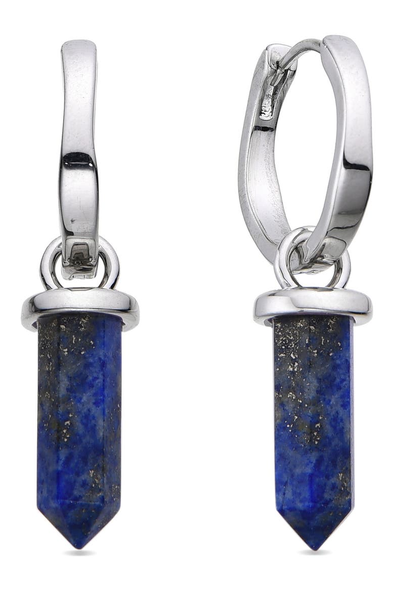 Quartz Huggie Hoop Earrings, Main, color, SILVER/BLUE