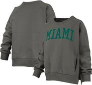 PRESSBOX Women's Pressbox Charcoal Miami Hurricanes Pocketed Raglan Pullover Sweatshirt