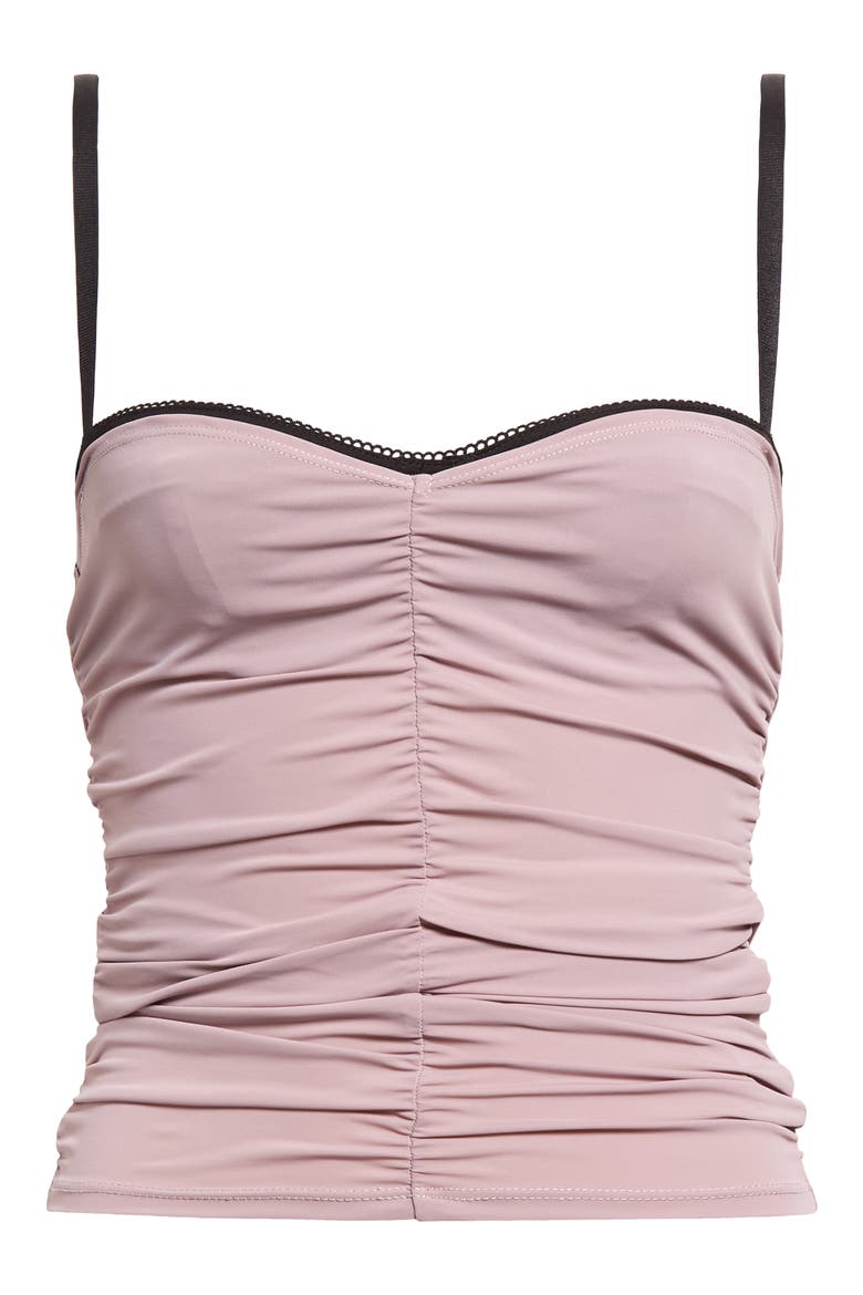 Renzo Ruched Mesh Tube Top, Alternate, color, TAUPE