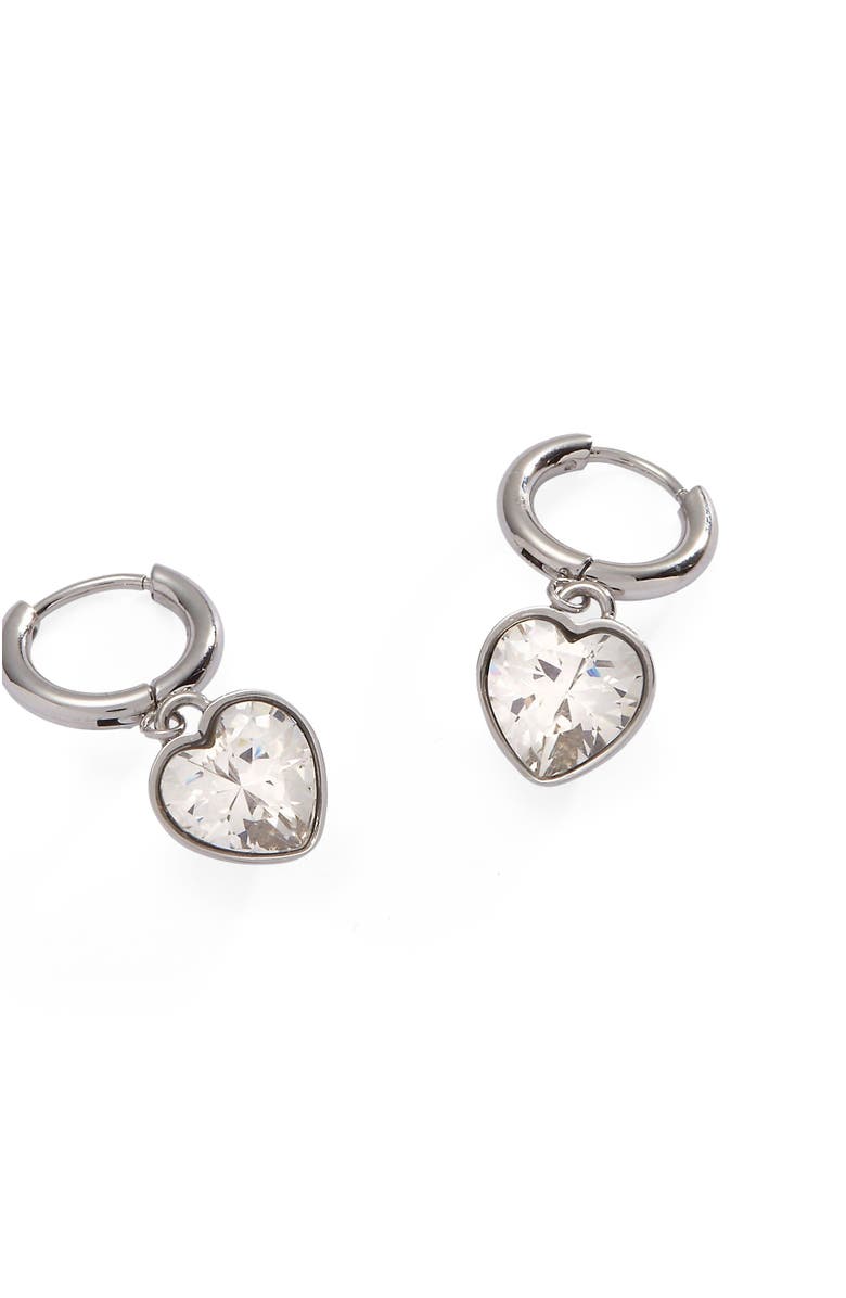 Alex and Ani Heart Huggie Earrings, Alternate, color, Silver