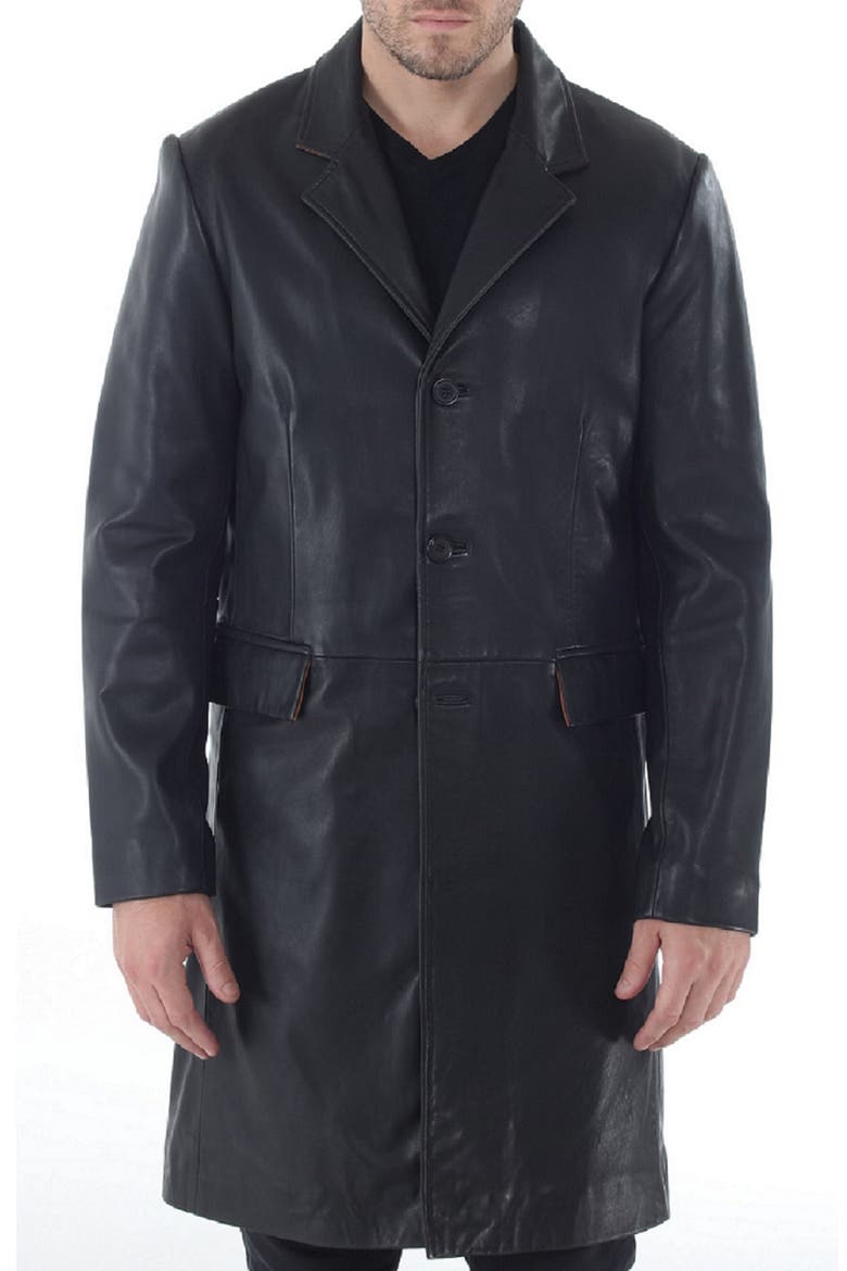 Lambskin Trench Coat, Main, color, BLACK