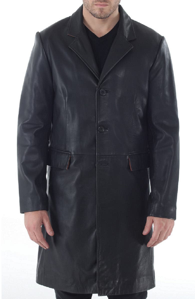 Missani Le Collezioni Lambskin Trench Coat, Main, color, Black