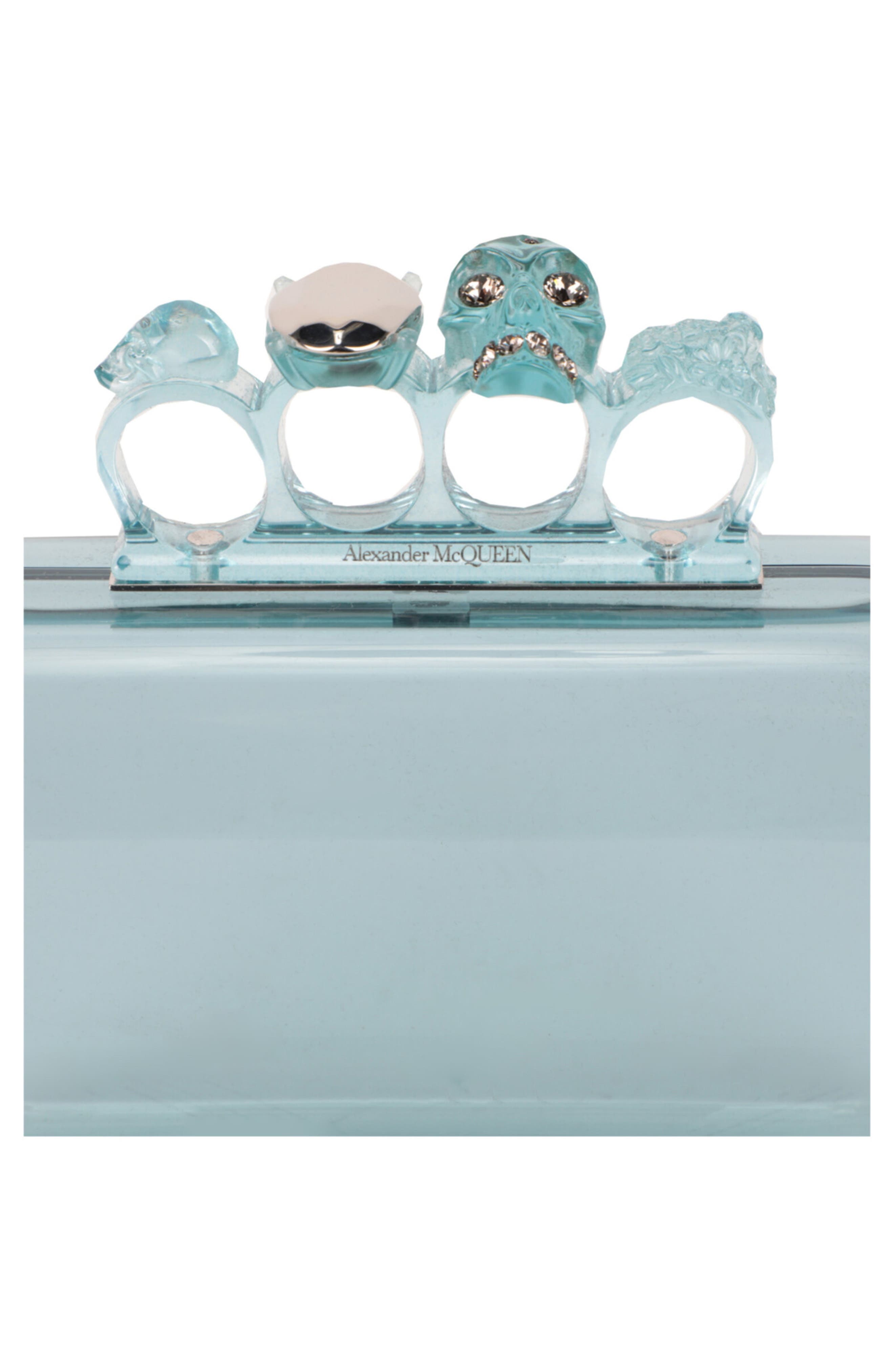 Alexander McQueen Puma Skull Four Ring Clutch, Alternate, color, Pale Blue