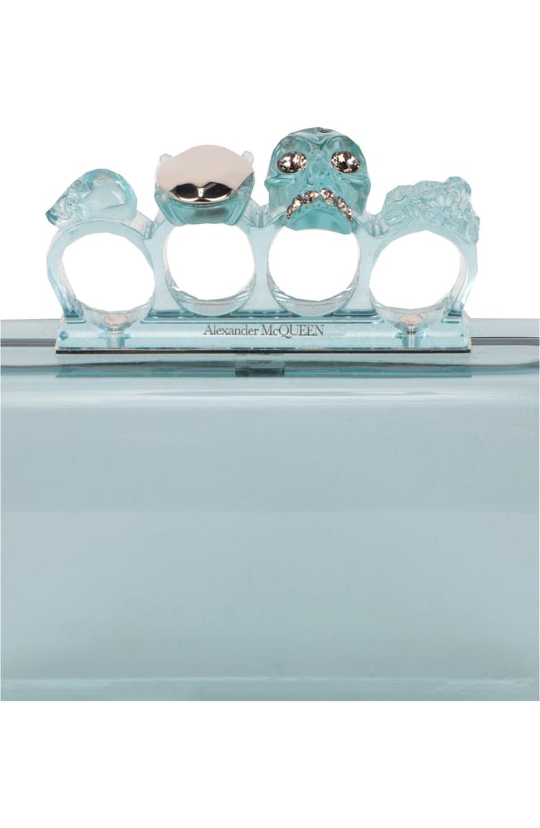 Alexander McQueen Puma Skull Four Ring Clutch, Alternate, color, Pale Blue