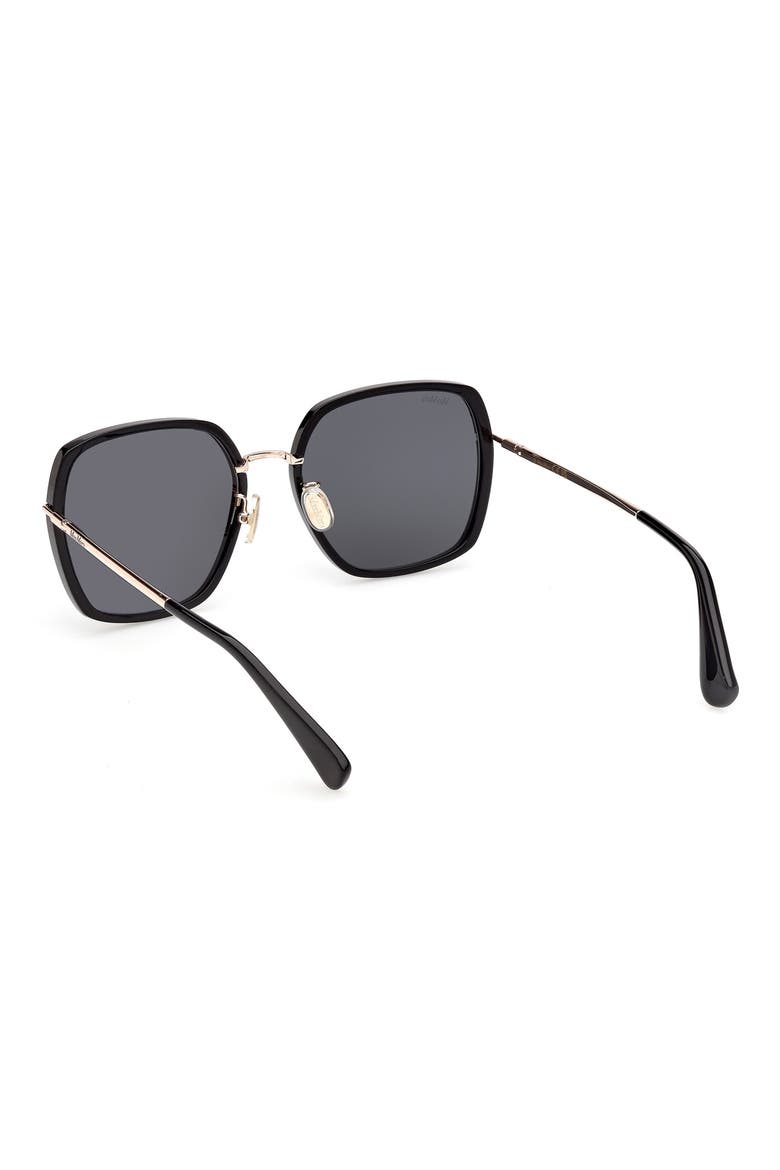 57mm Square Sunglasses, Alternate, color, SHINY BLACK / SMOKE