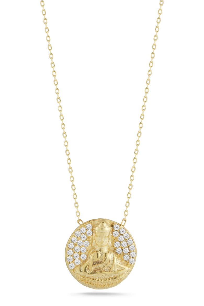 Cubic Zirconia Buddha Pendant Necklace, Main, color, GOLD
