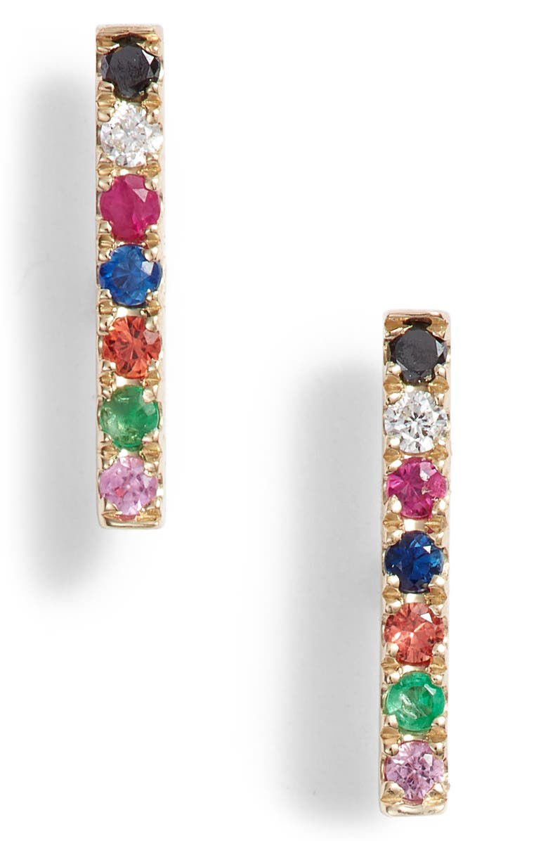 EF Collection Diamond Rainbow Bar Stud Earrings, Main, color,